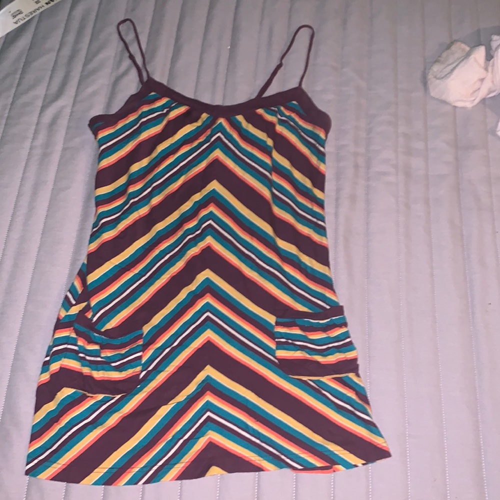 spaghetti strap striped dress with pockets